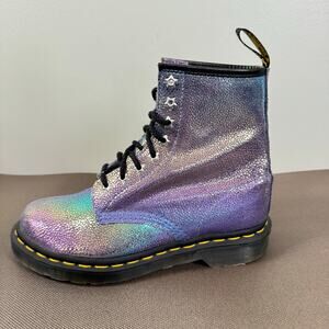 Dr. Martens The Original 1460 Black Rainbow Patent Lace Up Boots Womens Size 6